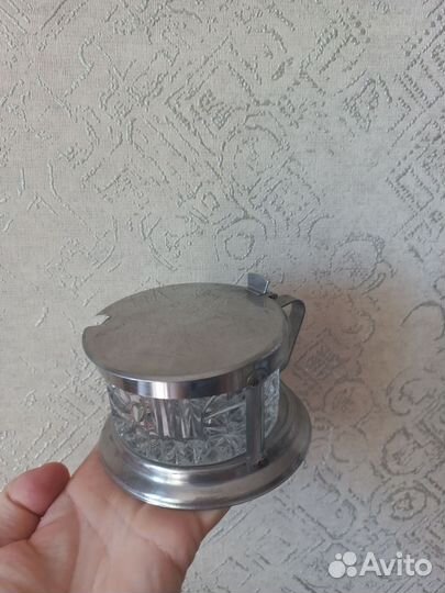 Сахарница конфетница СССР Мельхиор хрусталь