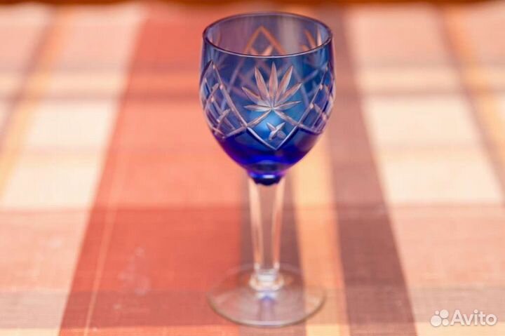Рюмка синий хрусталь 50гр СССР редкая
