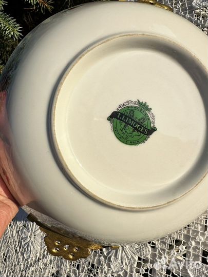 Салатник с бронзой Лимож, редкая розовая серия