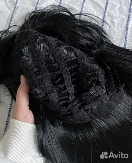 Парик черный длинный с челкой 55 см