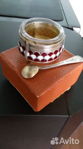 Солонка мельхиор с эмалью СССР