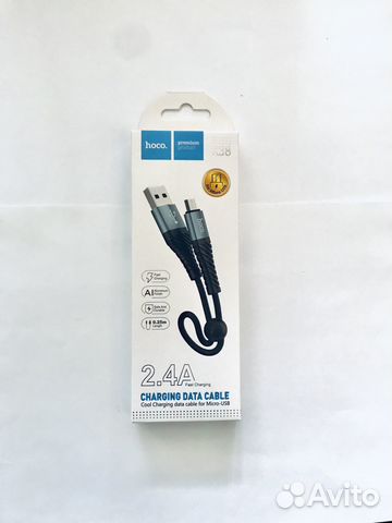 Кабель USB - micro hoco X38 2,4A черный 0,25м