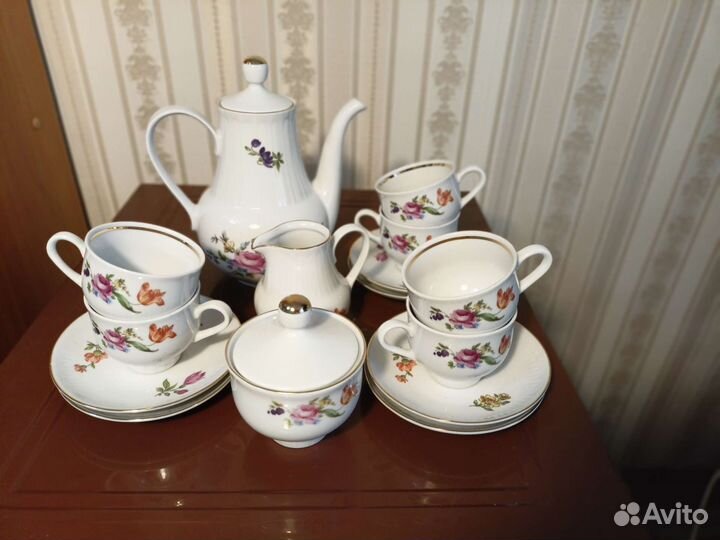 Кофейный сервиз ГДР Роза