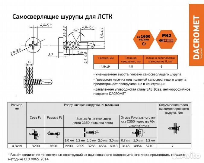 Саморез для металла металл - лстк 4,8x19 (SS100)