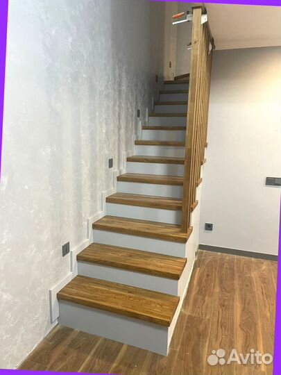 Отделка бетонной лестницы деревом