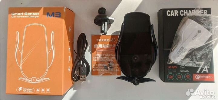 Держатель для телефона QiM3Pro сенсорный c Акб 15w