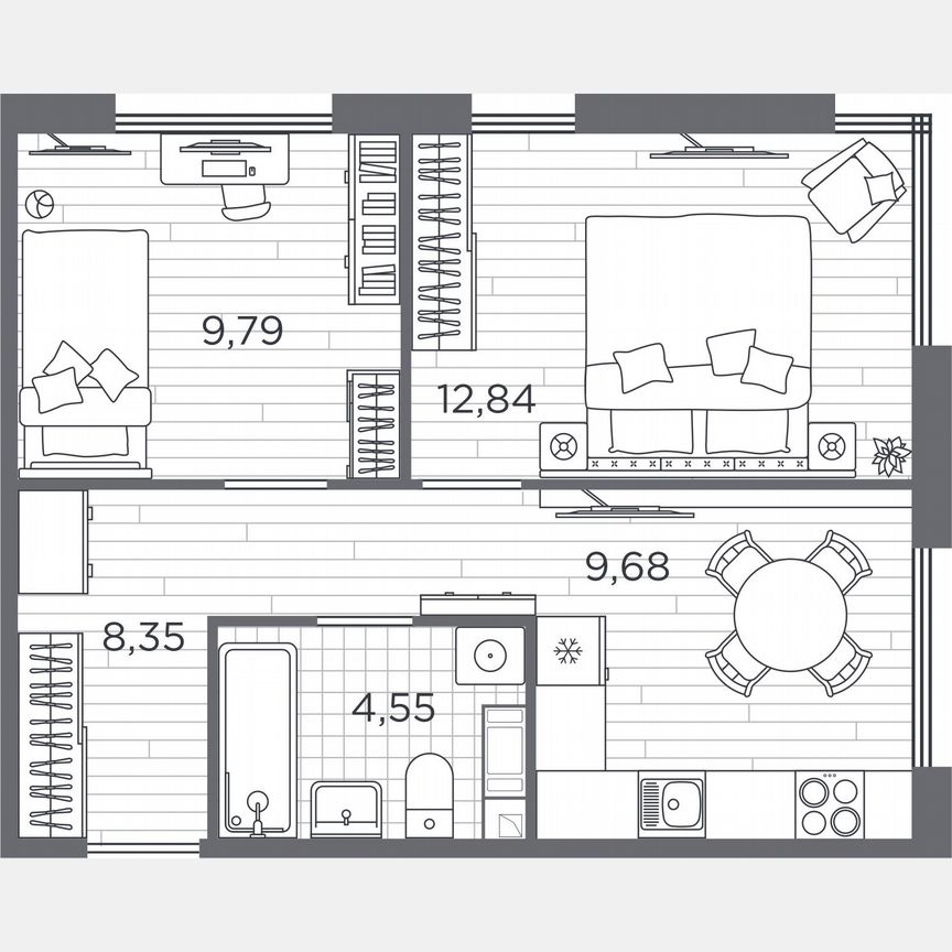 2-к. квартира, 45,2 м², 2/5 эт.