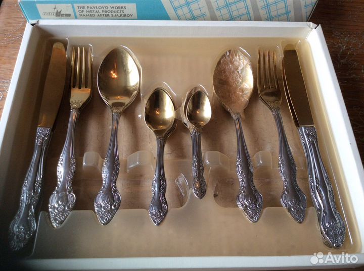 Наборы столовые и десертных ложек мельхиор СССР