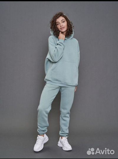 Флисовый теплый костюм мятного и розового цветов