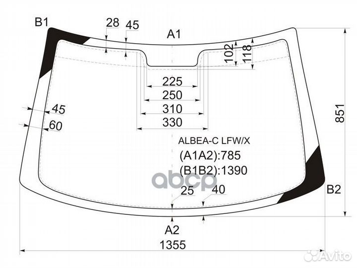 Стекло лобовое fiat albea (RUS) 4D 02-12 albea