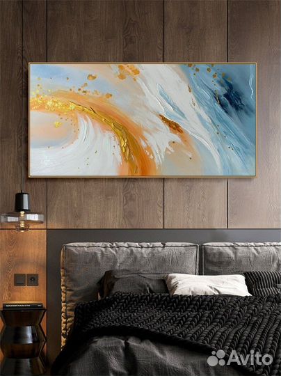 Большая картина абстракция с текстурой Примерка