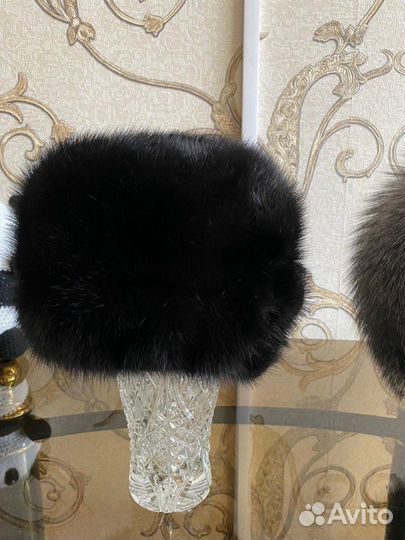 Шапка новая из норки черного цвета