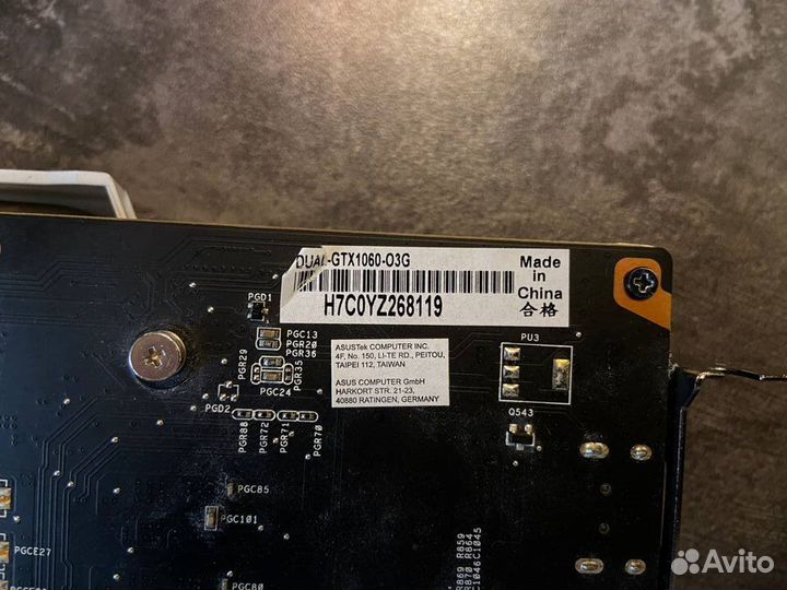 Видеокарта asus GTX 1060 dual OC 3gb