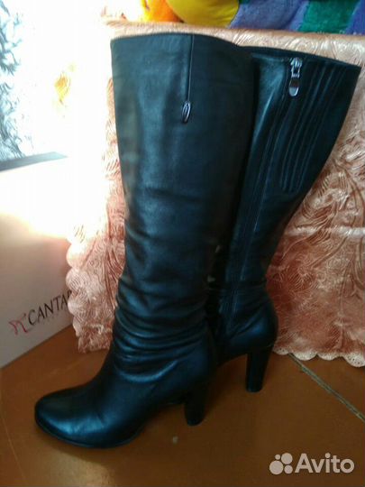 Сапоги высокие женские зимние и осенние кожаные