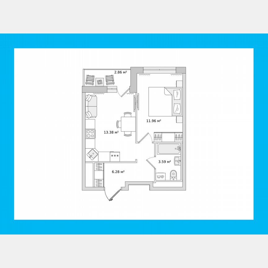 1-к. квартира, 35,1 м², 19/21 эт.