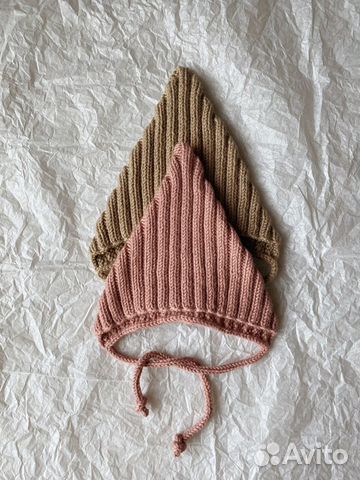 Шапка эльф/гномик вязаная для новорожденного