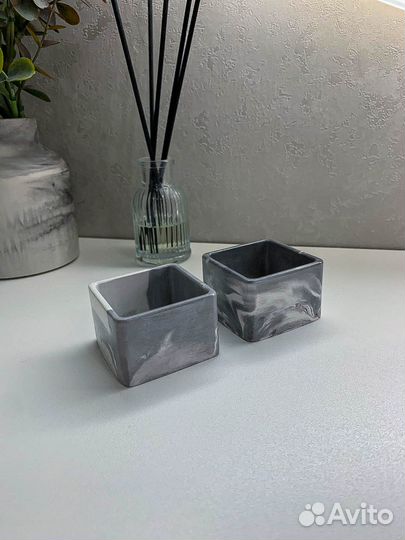 Подсвечник из гипса, квадрат
