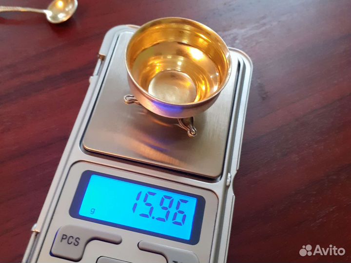 Серебряная солонка с ложечкой СССР