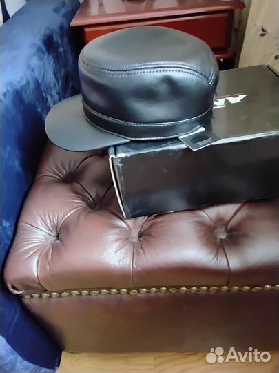 Мужская кожаная кепка. Натур.кожа. Демисезон 58р