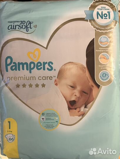 Pampers premium care 1 66 шт