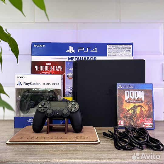Sony PS4 Slim + 70 Игр /Doom Eternal