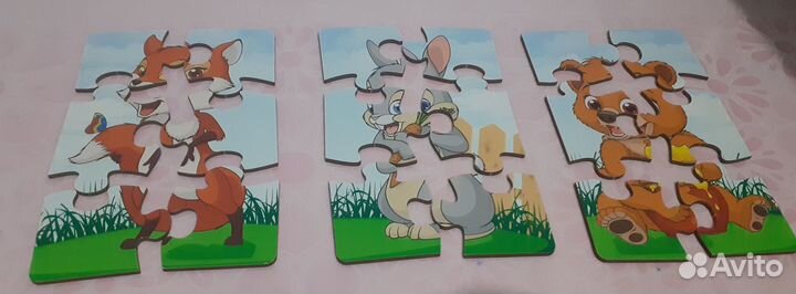Пазлы деревянные крупные 6 деталей