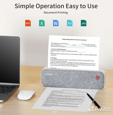 Принтер портативный, термопринтер А4