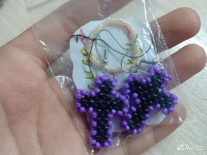 Серёжки из бисера, кресты