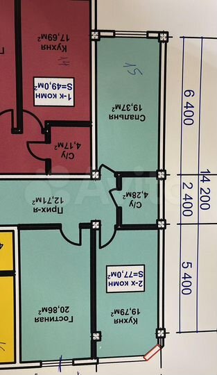 2-к. квартира, 77 м², 4/12 эт.