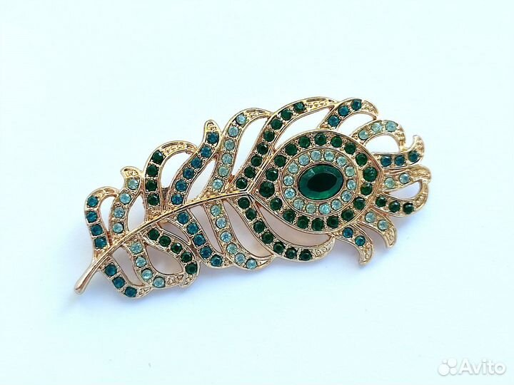 Брошь Перо павлина