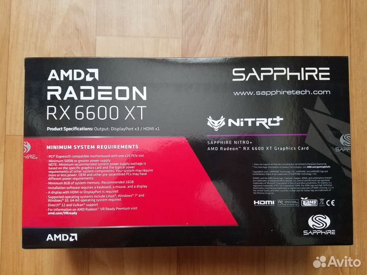 Видеокарта Sapphire AMD Radeon RX 6600 XT nitro+