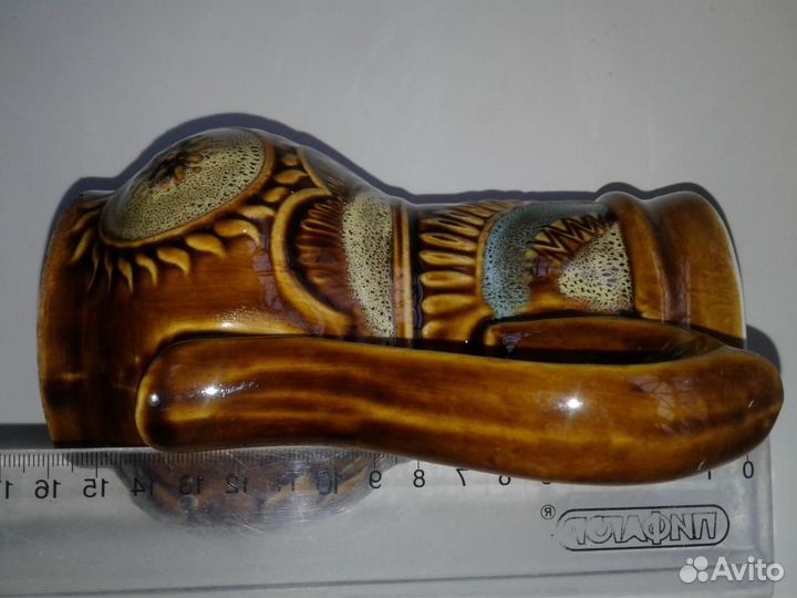 Кувшин кружка подсолнухи. СССР, 1970-е гг. Керамик