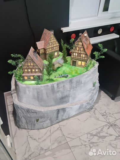 Макет деревни из гипса
