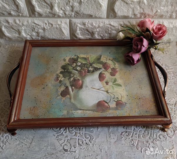 Декор подноса в технике эгломизе