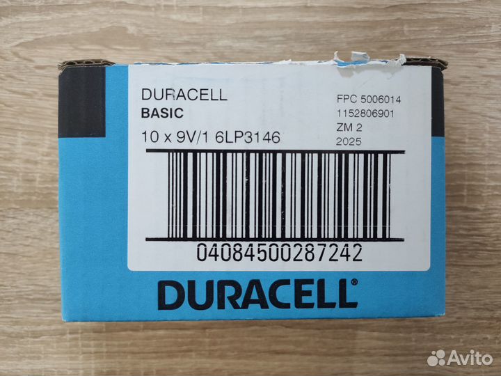 Батарейка Крона Duracell 6LR61-MN1604 Щелочная 9V
