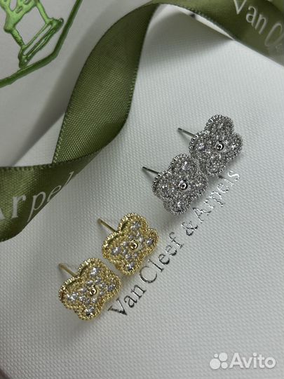 Серьги клевер гвоздики