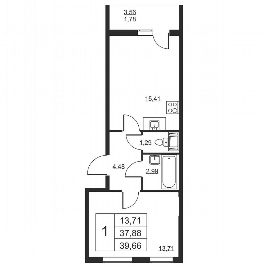 1-к. квартира, 39,7 м², 10/19 эт.