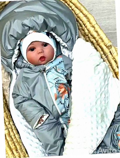 Конверт на выписку новорожденного весенний в роддом (серый)