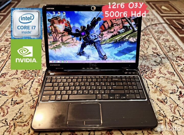 Мощный Ноутбук Dell core i7-8поток/12гб/GT 525m