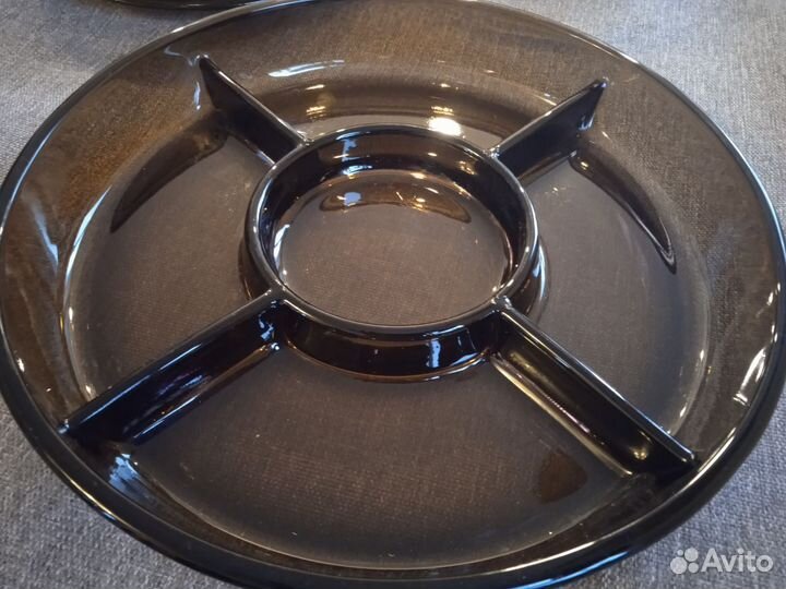 Набор столовой посуды, стекло дымчатое