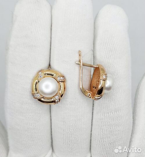 Золотые серьги с Жемчугом 585 пробы
