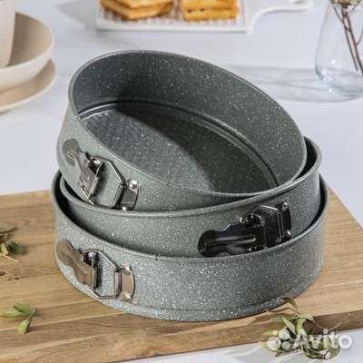 Разьемная Форма для выпечки круг 3шт мрамор