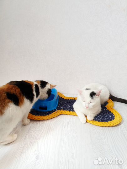 Коврик вязанный из хлопка для миски животных