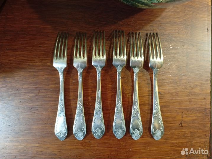 Вилки десертные, мельхиор, зиш, СССР