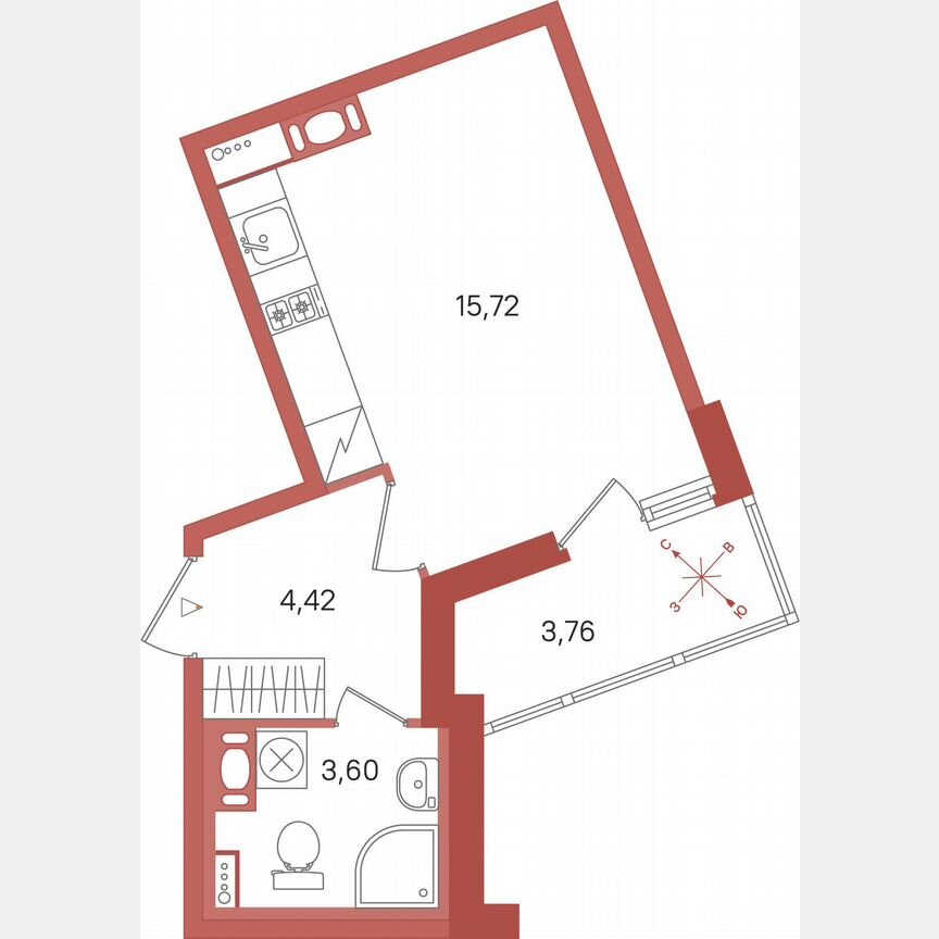 Квартира-студия, 25,6 м², 11/12 эт.