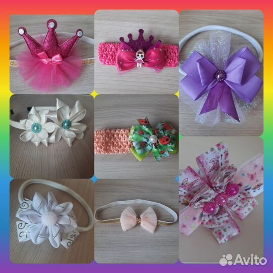 Бантики, повязки, броши ручной работы