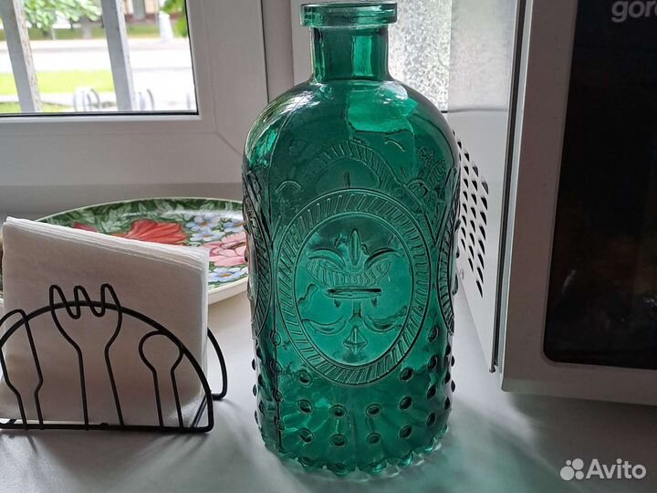 Декоративная ваза бутыль стекло