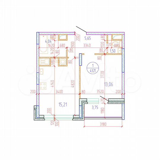 1-к. квартира, 43,2 м², 6/17 эт.