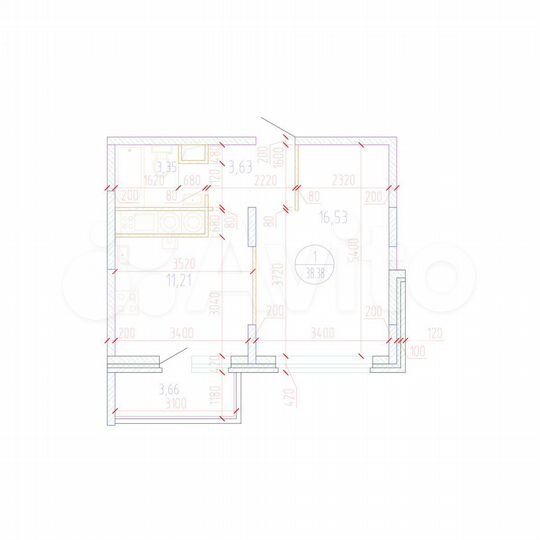 1-к. квартира, 38,4 м², 16/17 эт.
