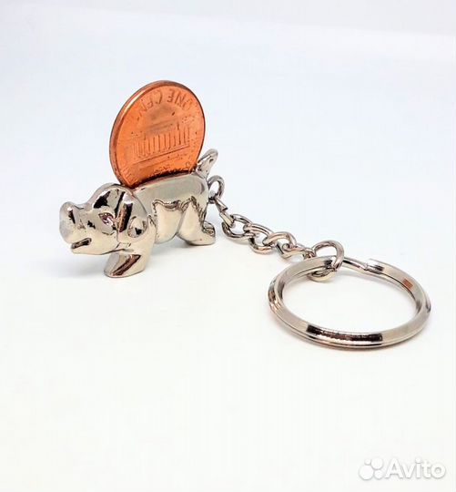 Брелок - Свинья копилка - 1 цент США - Винтаж